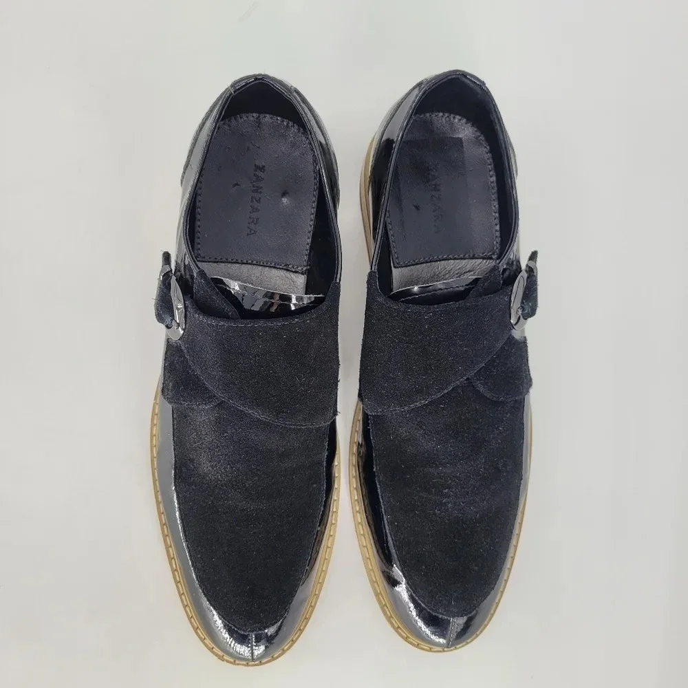 ZANZARA Courbet Cap Toe Casual Slip-on Loafers Oxford black Shoes for Men size 8